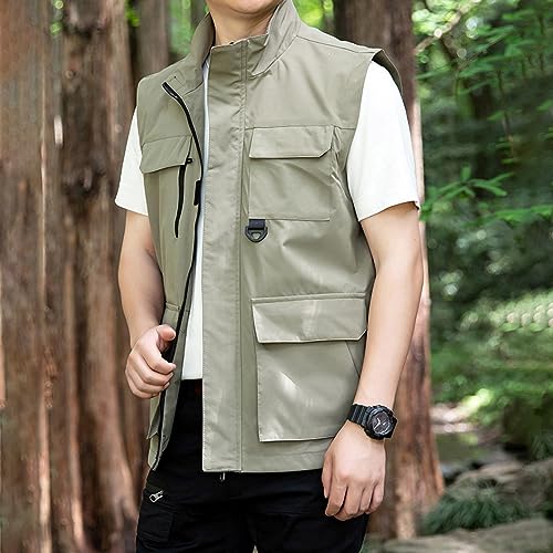 Dgoopd Lightweight Vest for Men Sleeveless Quick Dry Summer Outdoor Utility Work Hiking Jacket Vests with Multi Pockets3