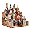 KLM Liquor Bottle Display Shelf Coffee Syrup Rack Organizer 3 Step Countertop Liquor Wine Rack Mini barLiquor Cabinet Home Retro Bar Shelf Stand for Liquor Whiskey Spirits