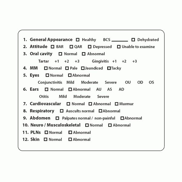 LabelValue.com | Veterinary Labels, Exam Checklist LV-VET3