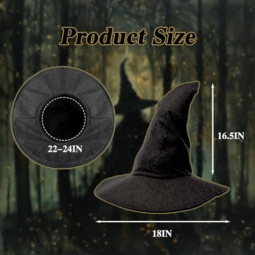 Witch Hat, 18IN Wizard Hat Cosplay Accessories for Halloween Costume Party Christmas Masquerade Carnivals3