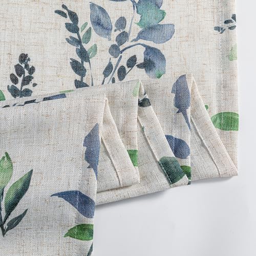Image of MYSKY HOME Floral Linen French Door Curtains 72 inch Long 2 Panels for Front Door Light Filtering Privacy Semi Sheer Window Curtains with Rod Pocket, Green, 24 inch W Each Panel