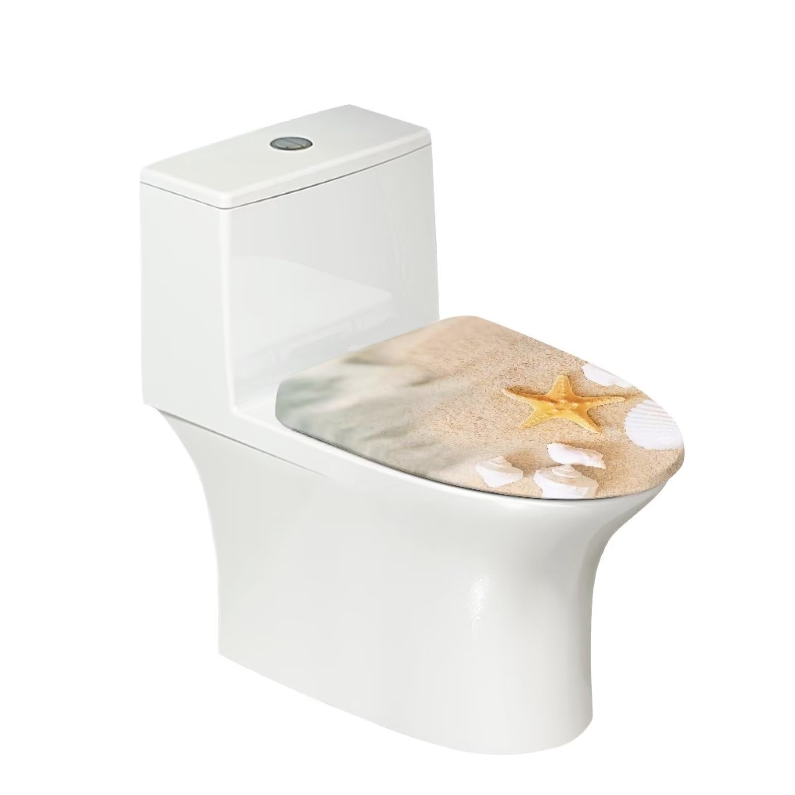 COEQINE Sea Beach Toilet Lid Cover,Toilet Seat Lid Cover,Fashio Novelty Print Lids Cover Soft Elastic Non Slip - Image 2