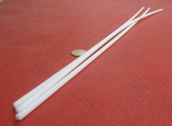 Natural Nylon 6/6 Fully Threaded Rod RH 1/4"-20 x 24 Length 3 Pcs.