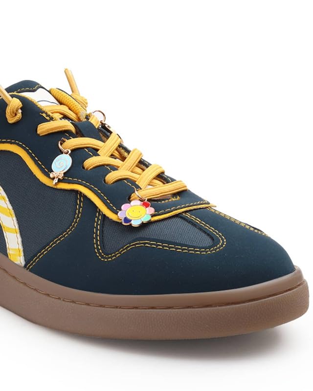 Image of Bacca Bucci Sugar Rush Women's Casual Sneakers | Lace-Up Low-Top | Mesh & Synthetic Upper | Playful Lace Charms | Grippy Rubber Cupsole | Walking