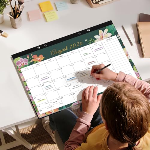 Image of SUNEE Desk Calendar 2026-2027 17 inch x 12 inch, 18 Month Calendar Jul. 2026 - Dec. 2027, Calendar 2026-2027 With Notes, for Planning, Organizing in Family, School or Office - Colorful Floral
