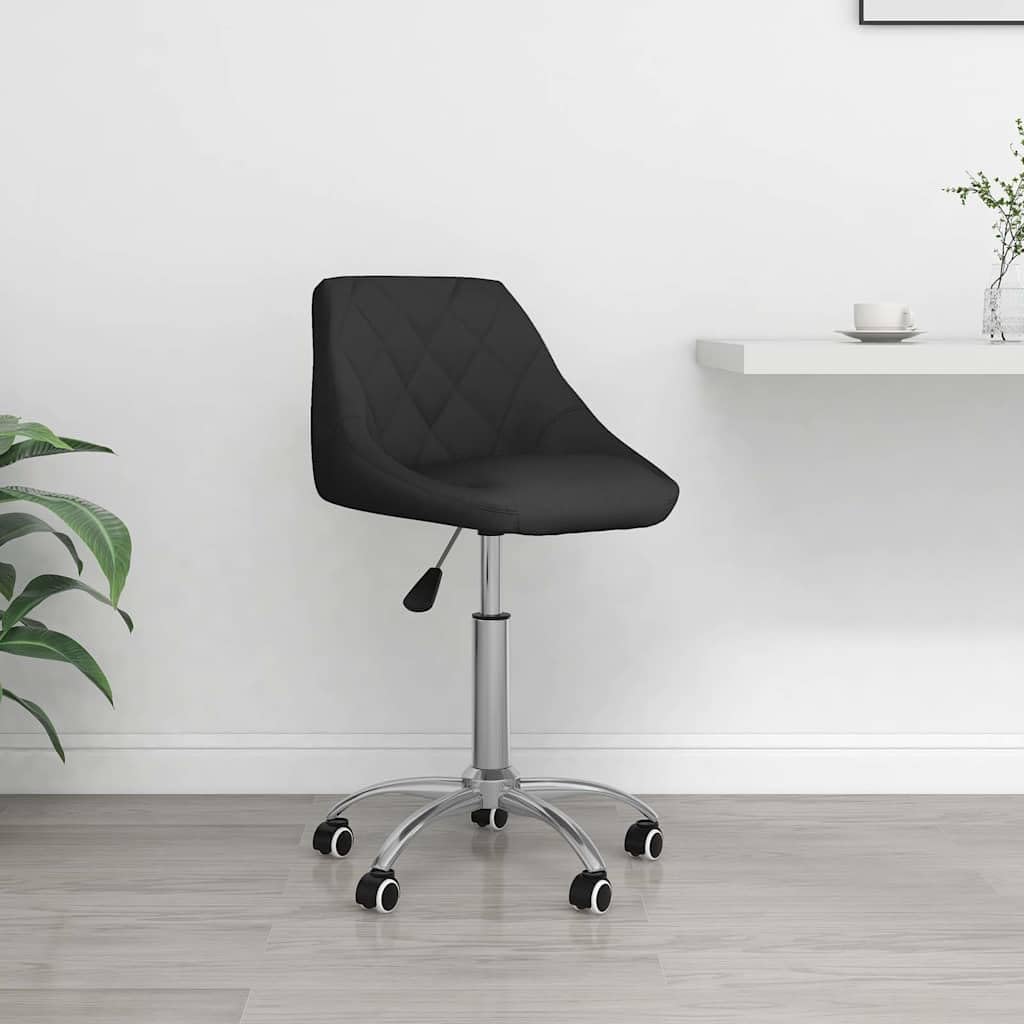 Chaise de bureau pivotante en similicuir noir avec acier chromé, hauteur