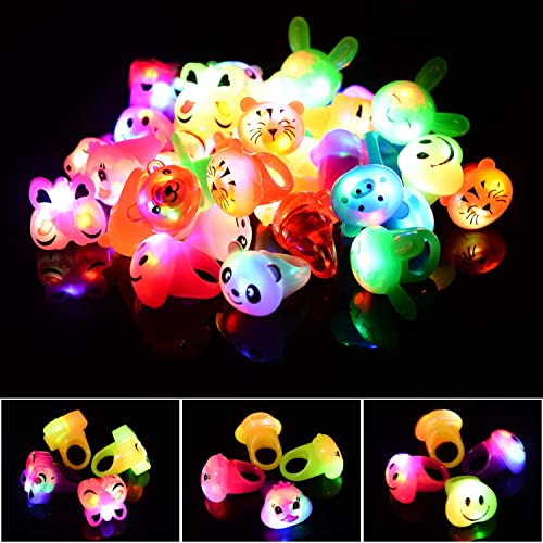 Mikulala 36 Stück LED leuchtende Ringe für Kinder, Graduation Party leuchtende Ringe für Jungen Mädchen, leuchtende Spielzeuge, Partyzubehör als Geschenke Klassenzimmer Preise mit niedlichen Tieren