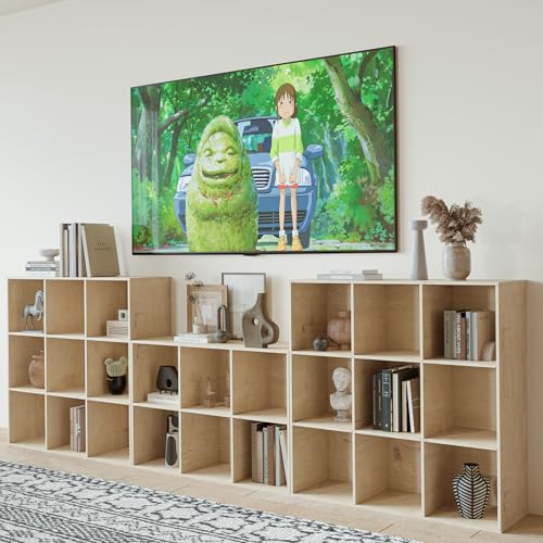 White Oak 8 Cube Storage Bookshelf with Back Panel