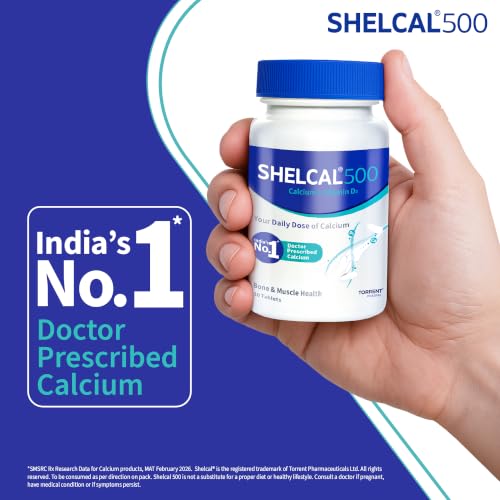 Image of Shelcal 500 calcium with Vitamin D3 (30 tablets) | For Healthy and Strong Bone, Joint & Muscles | India's No. 1 Doctor's Prescribed calcium Supplement - By Torrent Pharma