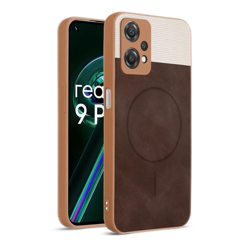 Image of Bintage CASE Mac Safe Design Hard Light Weight Back Case | Soft Border Camera Protect | Dual PU Leather Finish Back Cover Compatible for OnePlus Nord CE 2 Lite 5G - White & Cherry Brown