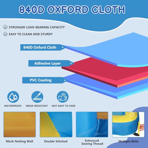 Karl home Outdoor Bouncy Castle with 450W Air Blower, Kids Bounce House with Double Water Slide, Jumping Area, Splash Pool & Basketball Rim for 3-8 Age (470x472x225cm) - Image 5