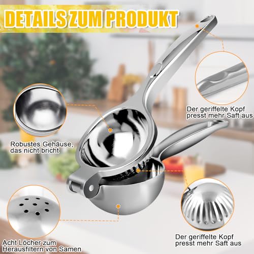 Presse Citron – Presse Agrumes Manuel avec Zesteur, Presse Orange 7cm pour Tous Les Agrumes, Extracteur de Jus Manuel, Facile à Utiliser et Nettoyer, Idéal Cuisine et Bar – Image 3