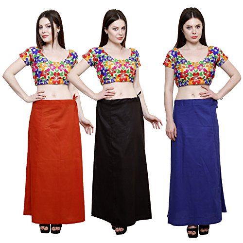 Image of Pistaa combo of 3 Women's Cotton Best Indian Readymade Inskirt Saree petticoats