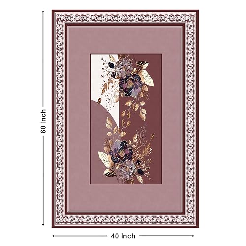 Image of Cloth Fusion Velvet Floral Centre Table Cover Cloth 4 Seater with Stunning Gold Foil Design for Home Decor (40x60 Inch, Maroon)