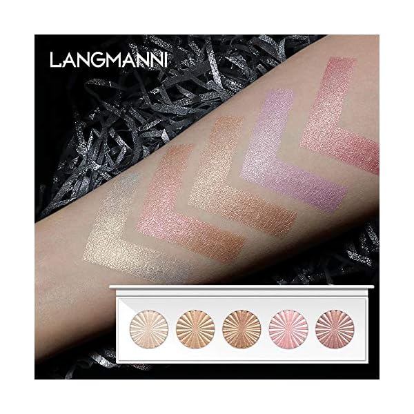 Highlighter-Powder-Palette-Makeup-Palette-Facial-Bronzers-Illuminator-Palette-Highlighter-Baked-Waterproof-Long-Lasting-Brilliant-Lighten-Skin-Color-Face-Highlighter-Powder Highlighter Powder Palette, Makeup Palette Facial Bronzers Illuminator Palette Highlighter Baked Waterproof Long Lasting Brilliant Lighten Skin Color (5 Color, 1 Count (Pack of 1))