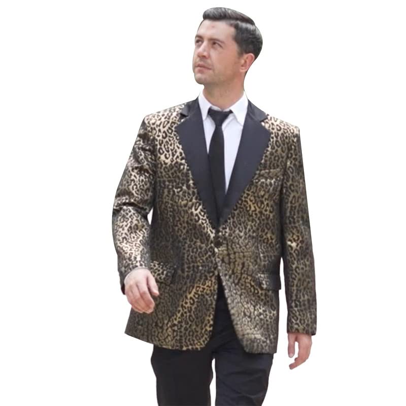 Men's Blazers Leopard Print Notched Lapel Suits Slim Fit Sequins Tuxedo Stylish Sport Coats Jackets3
