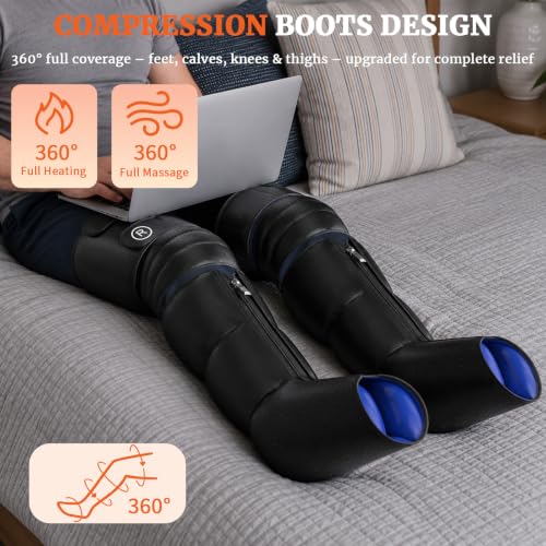 Botas de Compresión para Piernas: Sistema de Compresión de Aire para Piernas Completas con 6 Modos, 9 Intensidades, 4 Niveles de Calor y 3 Temporizadores, Presión Relajante para Pies y Piernas – Regalo de Cumpleaños para Mujeres, Hombres, Mamá y Papá miniatura 3