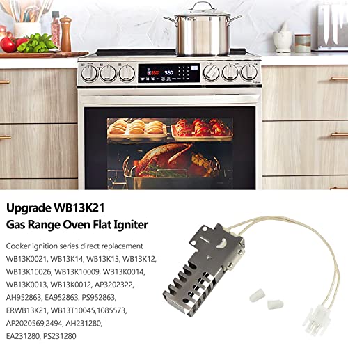 Upgrade WB13K21 Gas Range Oven Flat Igniter with Connector Plug, Oven