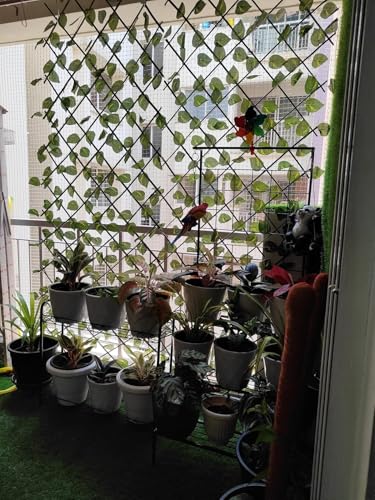 Image of Artificial Grass Trellis with Money Plant Leaves (2 Pieces) Expandable Grass Fence I UV Protected I Outdoor Indoor (Green, 1 Piece is 2.29 Feet x 0.75 Feet, expands to 5 FEET x 1.6 Feet)