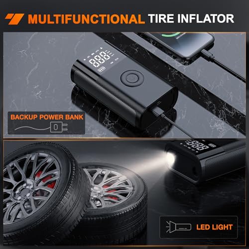 Image of Nilight Tire Inflator Portable Air Compressor Battery Rechargeable 12VDC 150PSI Cordless Auto Shutoff w /Digital Pressure Gauge 2X Faster Inflation Pump for Car Motorcycle ATV UTV Bike
