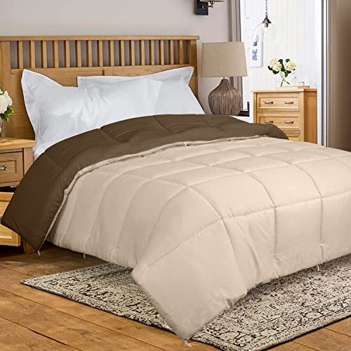 Image of ROYALE King All Season Down Alternative Bedding - Lightweight Quilted Comforter with Corner Tabs - Soft Luxury Hotel Comforter - Box Stitched Duvet Insert (King, Chocolate & Sand)