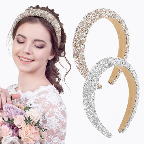 LOPHE bandoletes de diamantes de imitação, aros de cabelo brilhantes com purpurina de vidro, acessórios para o cabelo para mulheres e meninas