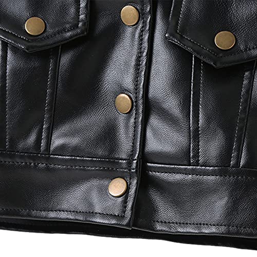 Qiylii 2-7 Years Toddler Girls Leather Jacket Children Kids Motorcycle Jackets Winter Outwear Coat4