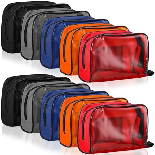 10 Pcs 5 Colors First Aid Kit Bag Empty Medical Kit Accessory Pouches Zippered Portable Travel Medicine Bag with Transparent Window for Home Outdoor Car Supplies, 8.7 x 3 x 5.1 Inch