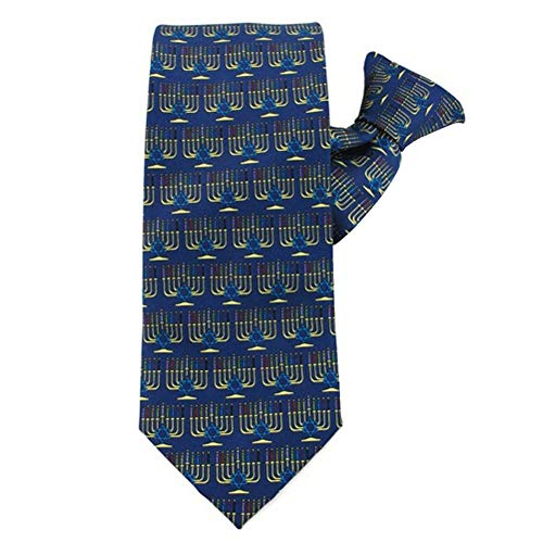 Jacob Alexander Boys' Menorah Candle Lights Happy Hanukkah Star of David Clip-On Neck Tie
