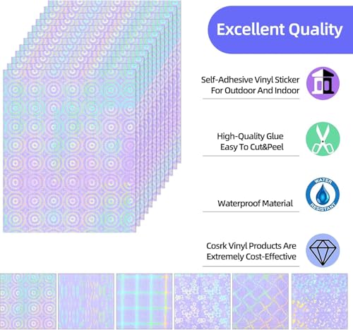 Image of True-Ally 20 Sheets Holographic Sticker Paper, Transparent Holographic Vinyl Laminate Film, Clear Overlay Lamination Sticker Paper Self Adhesive Waterproof - 8.5x11 inch (Gear Flower Patter)