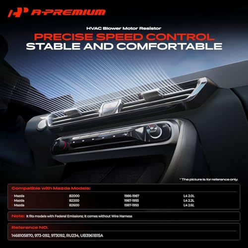 Image of A-Premium Front HVAC Blower Motor Resistor Compatible with Mazda Models | for B2200 /B2600 1987-1993, B2000 1986-1987