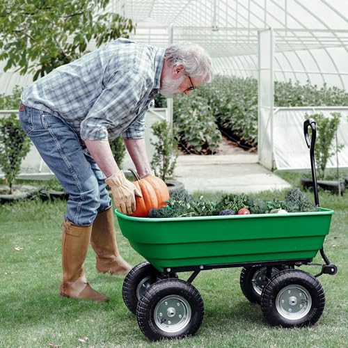 Wiltec Gartenwagen mit Kippfunktion bis 350 kg, Handwagen mit 125 l Volumen, Bollerwagen für Gartenarbeit, Handkarren für u. a. Rasen, Kies, Schlamm