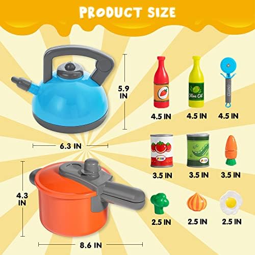 JOYIN 36 Pieces Cooking Pretend Play Toy Kitchen Cookware Playset Including Pots and Pans, Play Food, Cutting Vegetables, Toy Utensils