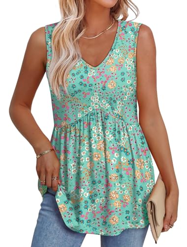 Image of OFEEFAN Womens Tank Tops 2025 Flowy Peplum Tops for Women Dressy Sleeveless V Neck Babydoll Tank Tops