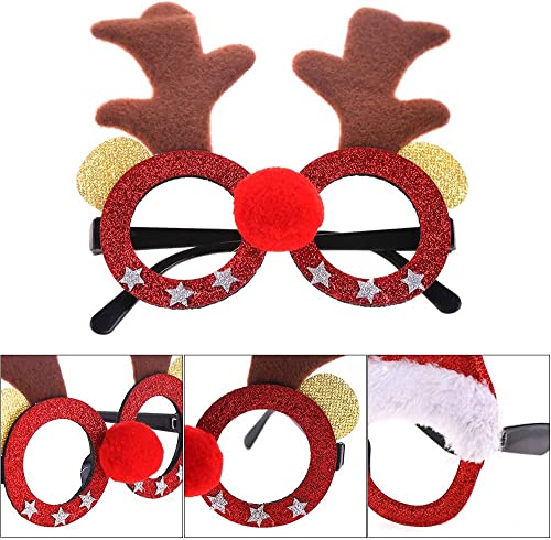 DERAYEE Weihnachtsbrille, 6 Stück Weihnachtsbrillen, Weihnachten Brille Rahmen für Deko Weihnachten