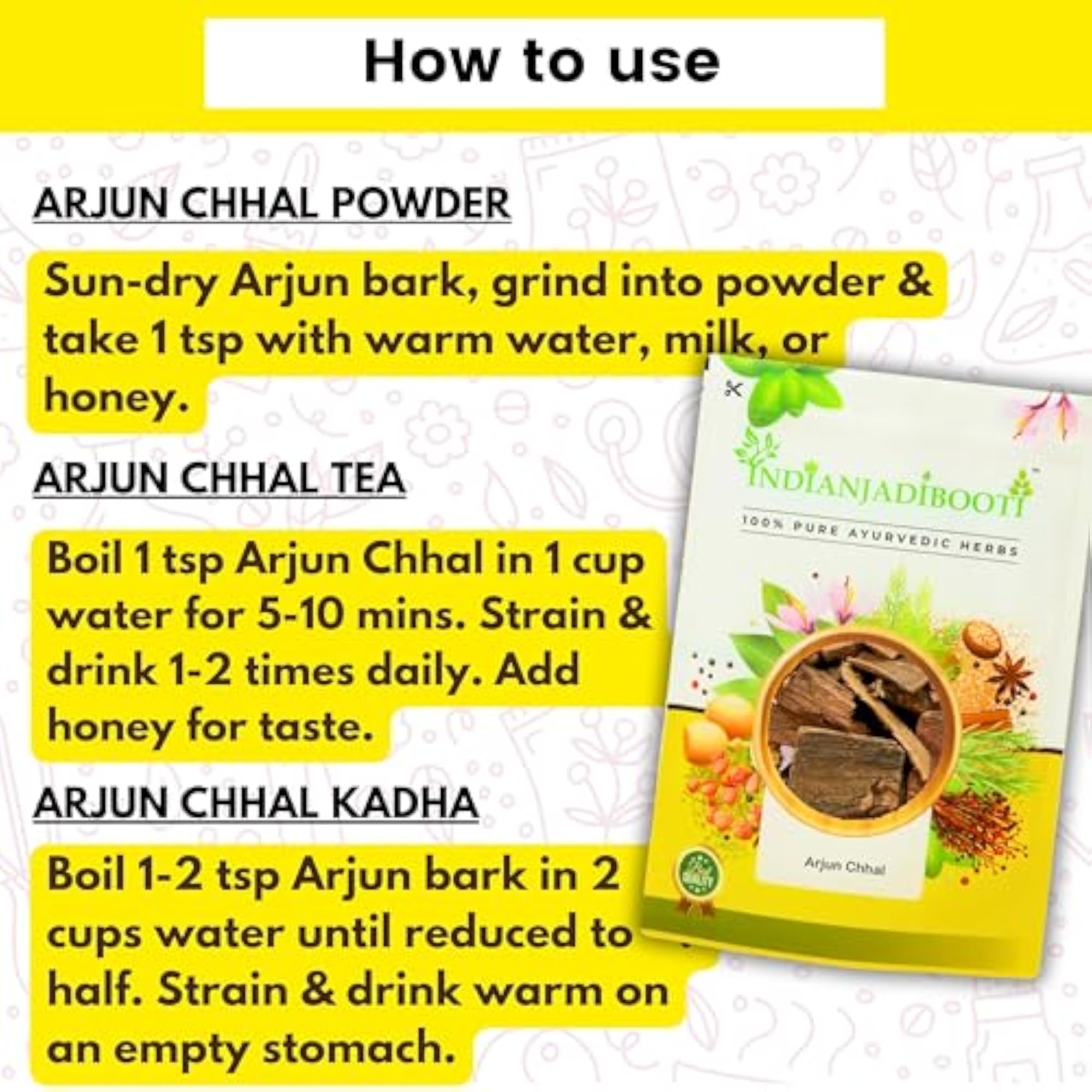 IndianJadiBooti Arjun Terminalia Arjuna Bark, 250 Grams