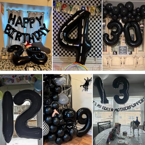 Image of 40 Inch Black 22 Balloons, Large Self Inflating Number Balloons 0-9