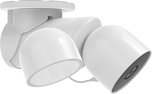 Soporte de alero para Google Nest Cam con reflector - Soporte de cámara de seguridad para reflector al aire libre (blanco)