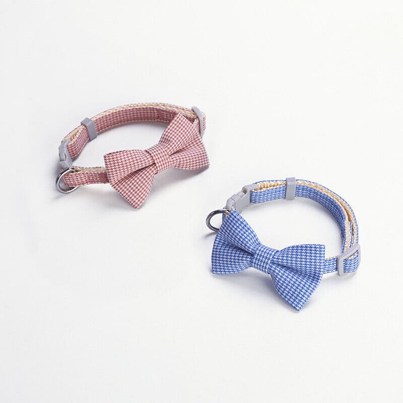 Dog Trust Dog Collar for Small Dogs, Plaid Bow Cat Collar Bow Tie Buckle Pet Collar Puppy Pet Necklace Elastic Adjustable Dog Collar Pack of 2 Blue Pink (B0CHVY7WB9) Amazon Price History, Amazon Price Tracker