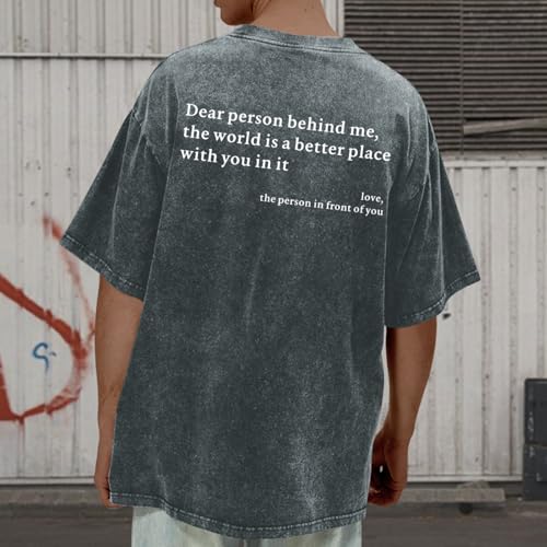 Image of Dear Person Behind Me Shirt You are Enough Tshirts for Men Oversized Inspirational Positive Tees Vintage Graphic Tops