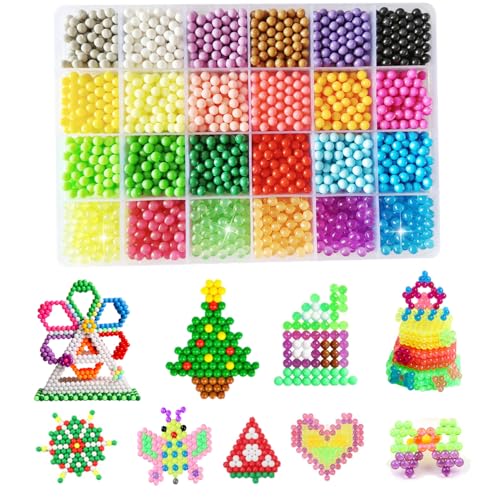 Vytung Abalorios Cuentas de Agua,24 Colors 3600 Recambio Bolitas Cuentas,Embalaje complementario Niños Craft Kits