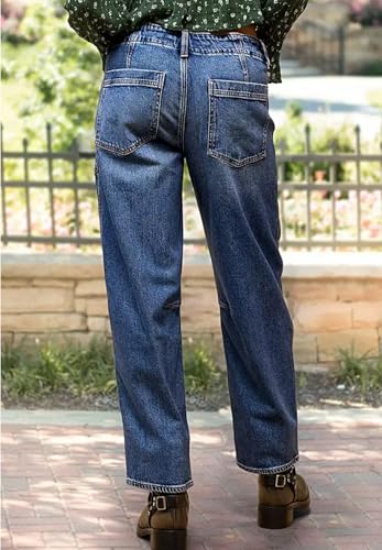 Women's Baggy Barrel Jeans Casual Boyfriend Mid Rise Wide Leg Denim Pants with Drawstring3