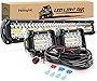 Nilight 20Inch 420W Triple Row Spot Flood Combo Led Light Bar Work Driving Lamp 2Pcs 4Inch 60W Cube LED Pods Lights for Trucks with Off-Road Wiring Harness Kit-3 Leads, 2 Year Warranty