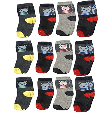 Image of Teddy Bear Design Woolen Socks For Kids Baby Boys And Baby Girls Combo Pack of 12.