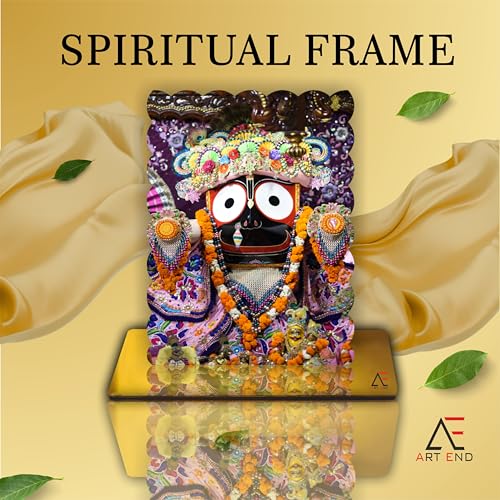 Image of Premium Spiritual Jagannath Photo Frame with Golden Acrylic Base, Religious Decor for Home Temple and Office, 4.7x5.5 Inches, (P-162)