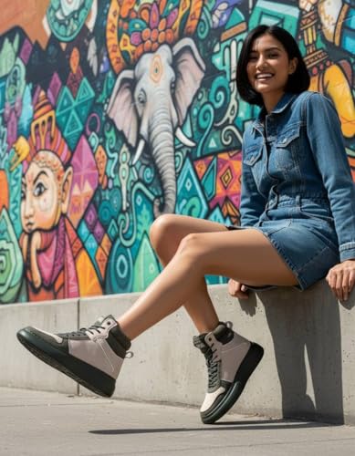 Image of Bacca Bucci x Discovery Noir Women's High-Top Sneakers - Premium Suede & PU Urban Adventure Shoes