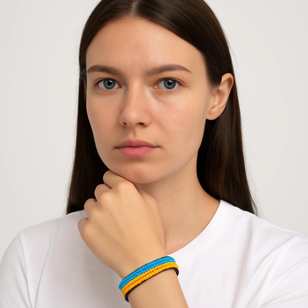 FAHARI Ukraine Flag Bracelet: Handmade, Adjustable Unisex Boho Wristband - Image 6