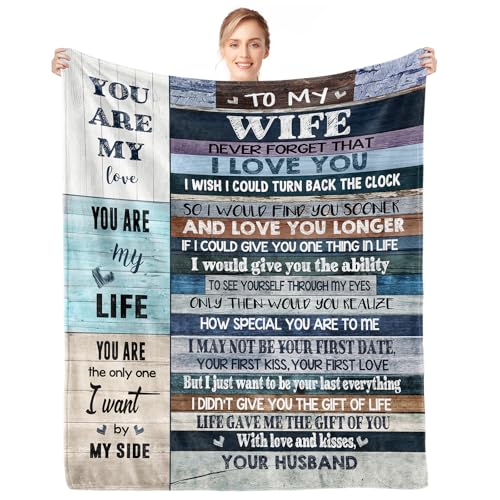 Gifts for Wife, Anniversary Blanket Gifts for Women Her Wife, Wifey Birthday Ideas from Husband,...