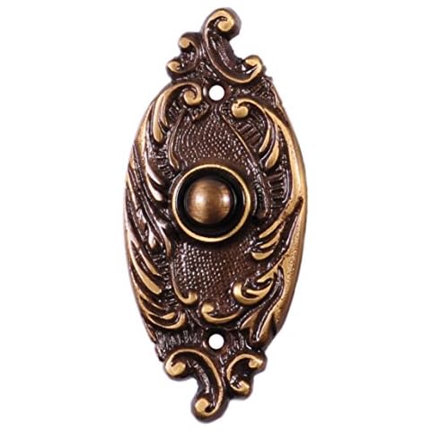 Clarice Oval Ornate Door Bell Push in Bronze Cover