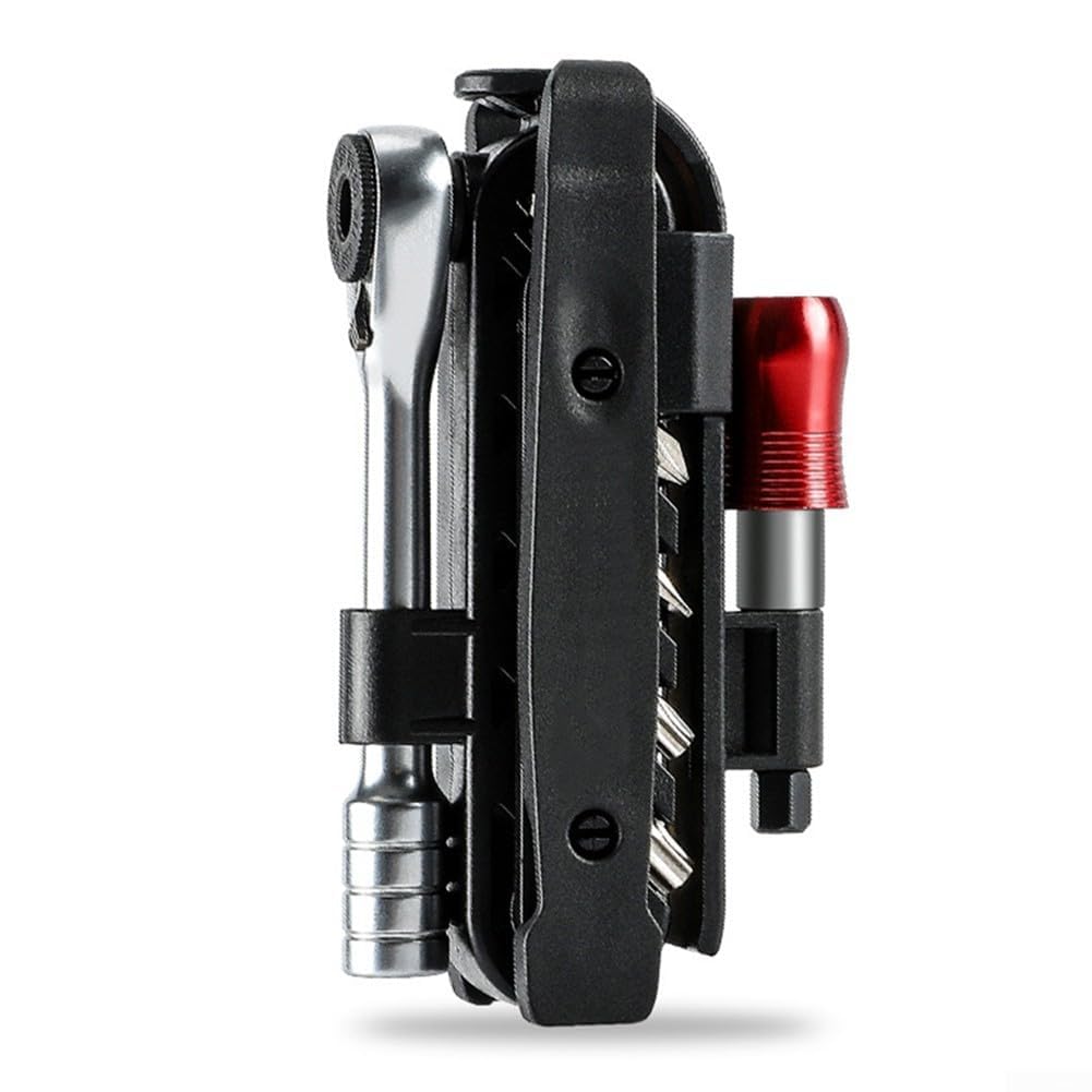 Kit di attrezzi per bicicletta, kit di riparazione per borsa da mountain bike, con cricchetto, multifunzione, per manutenzione e conservazione portatile da strada inclusa